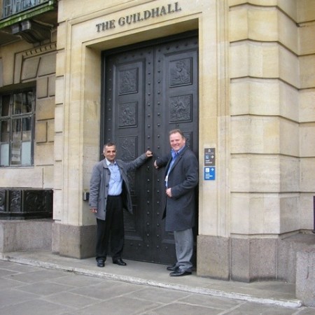 Conservatives knocking on the door at the Guildhall in Cambridge